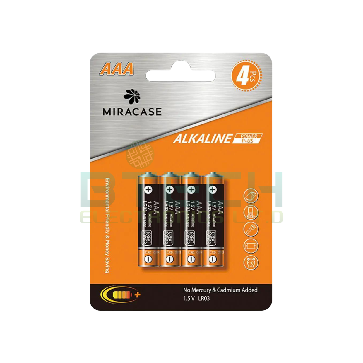 סט 4 סוללות MIRACASE ALKALINE AAA 1.5V LR6 59141-004-03