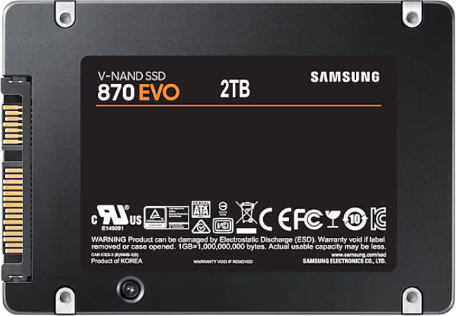 דיסק פנימי Samsung 870 EVO 2TB SATA 2.5" 560/530MB SSD 5Yr – תמונה 2