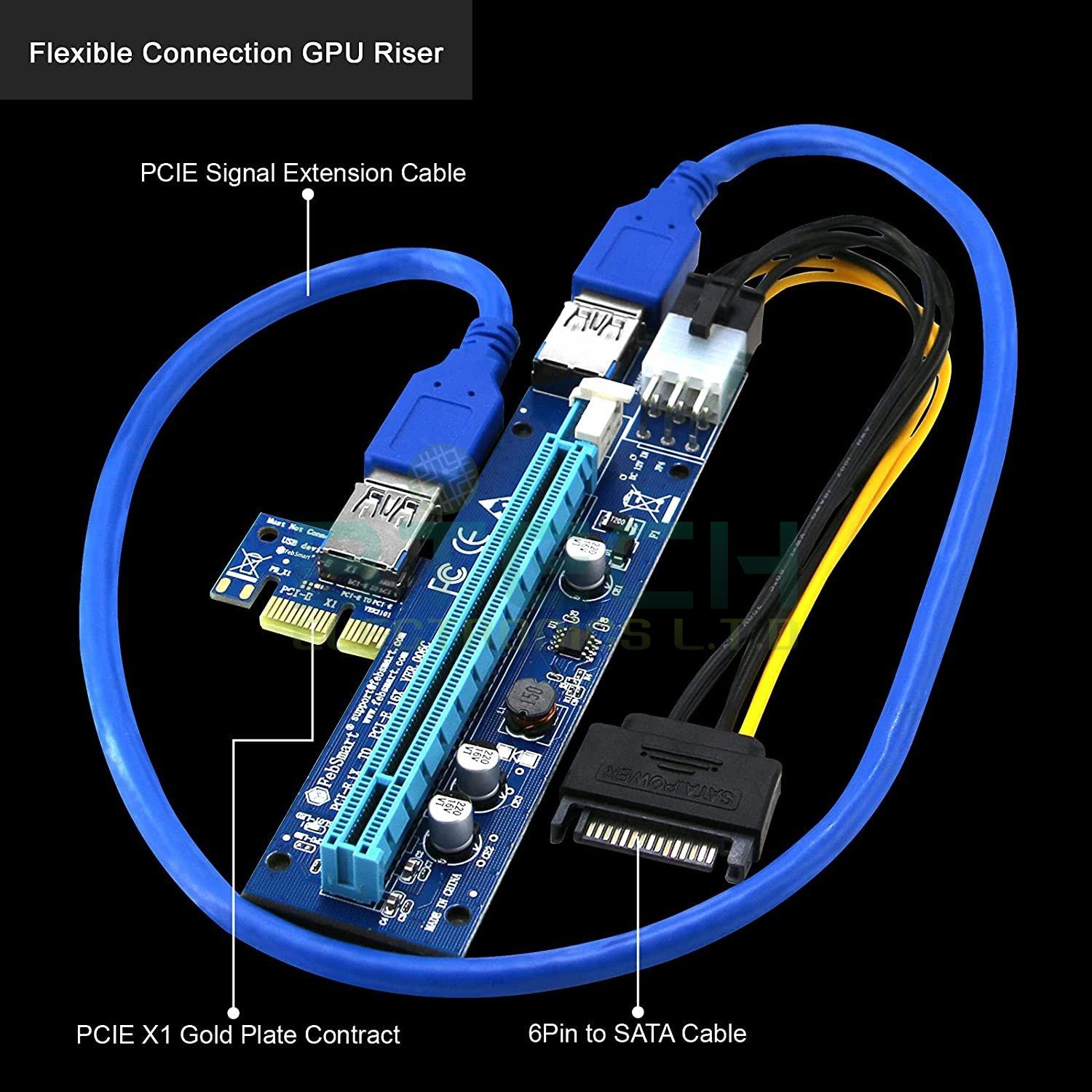 מתאם לכרטיס מסך עבור כריית מטבעות PCI-E Riser Ver.009 ערכה – תמונה 2