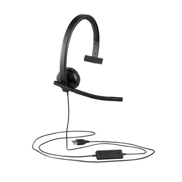 אוזניות חוטיות לאוזן אחת עם מיקרופון Logitech H570e USB-A – תמונה 4