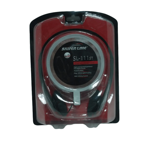 אוזניות חוטיות ל-2 אוזניים עם מיקרופון Silver Line SL-111ST 3.5mm – תמונה 2