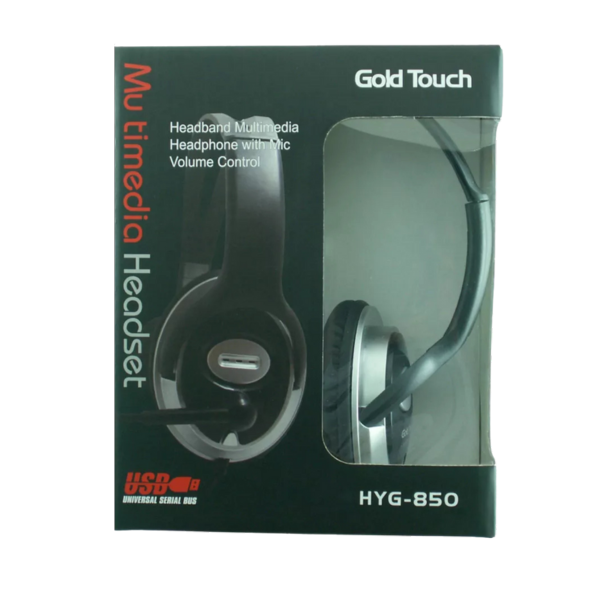 אוזניות חוטיות ל-2 אוזניים עם מיקרופון Gold Touch HYG-850 USB 2.0 – תמונה 4