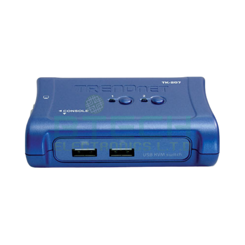 ממתג 2 פורטים TRENDnet 2 Port USB VGA KVM Switch TK-207K