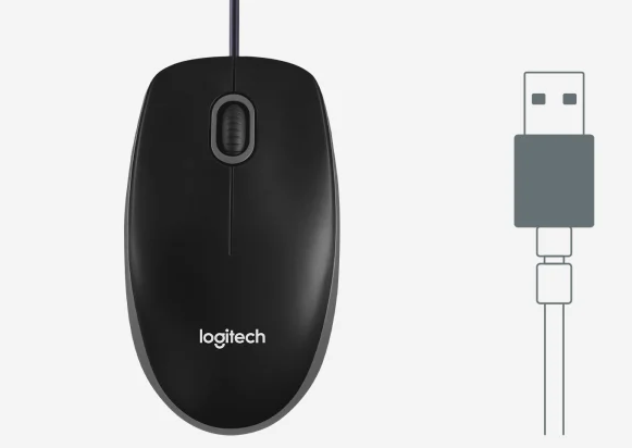 עכבר חוטי אופטי שחור Logitech B100 1000DPI – תמונה 3