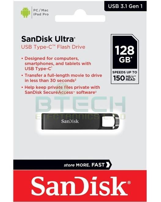 דיסק און קיי SanDisk Ultra USB Type-C 128GB – תמונה 3