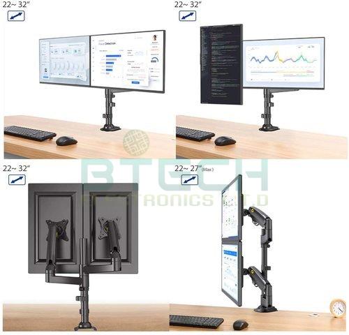 זרוע דו מפרקית ארגומטרית לשני מסכי מחשב עד 27'' – תמונה 4