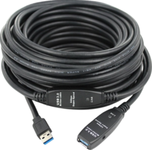 כבל מאריך אקטיבי USB3.2 זכר - נקבה מוגבר + שקע DC באורך 5 מטר