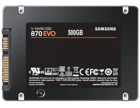 דיסק SSD SAMSUNG 500GB 870 EVO SATA 560/530MB 5Yr – תמונה 2